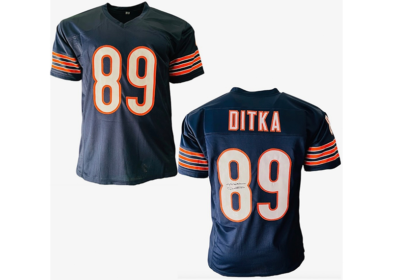 Mike Ditka Autographed Navy Custom Football Jersey JSA