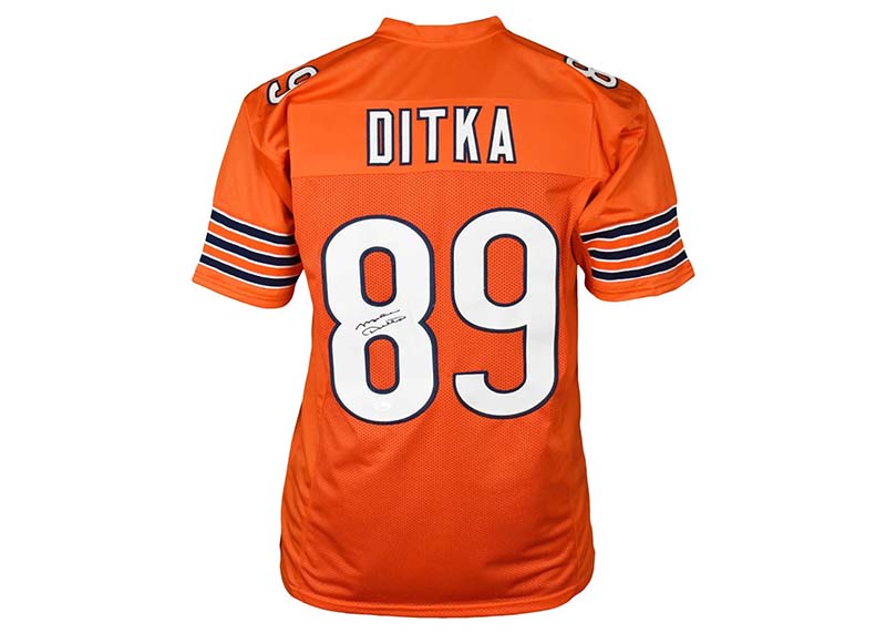 Mike Ditka Signed Custom Orange Football Jersey (PSA)