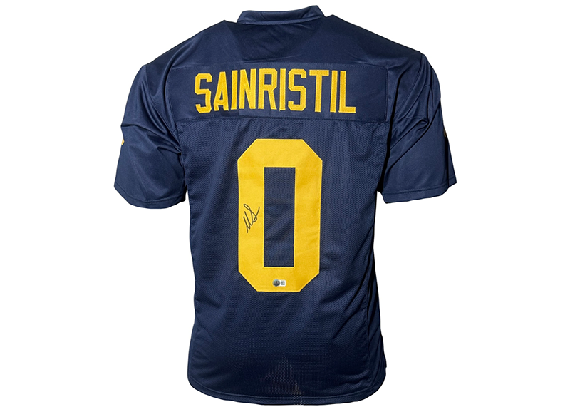 Mike Sainristil Signed Michigan Blue Football Jersey Beckett