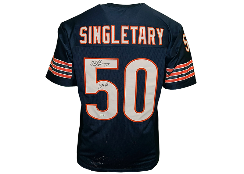 Mike Singletary Signed Chicago Blue Football Jersey JSA HOF Inscription