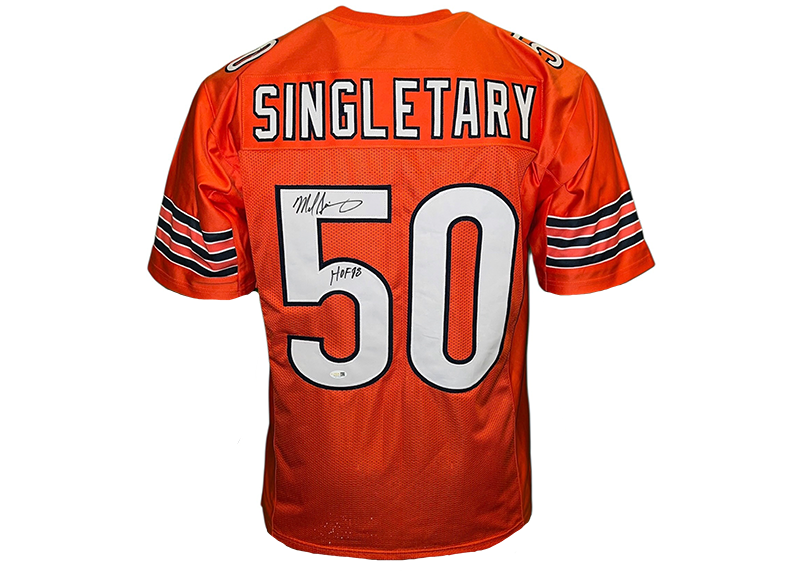 Mike Singletary Signed Chicago Orange Football Jersey JSA HOF Inscription