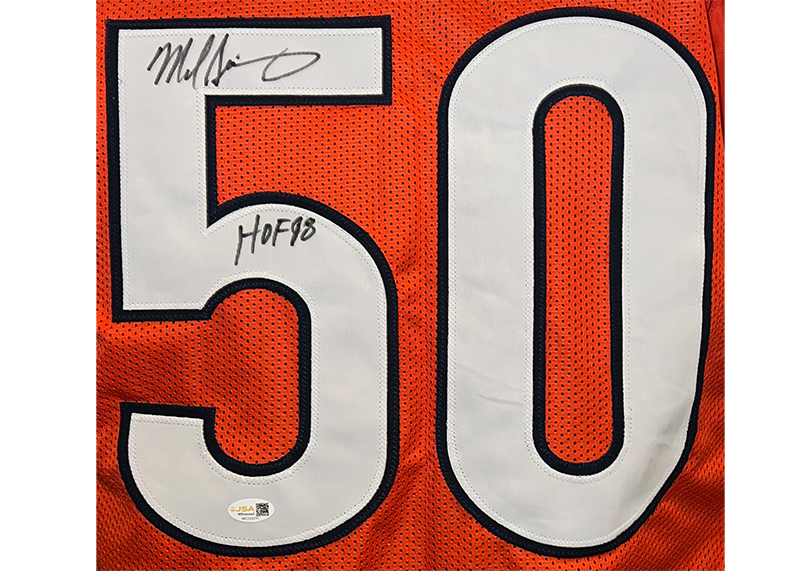 Mike Singletary Signed Chicago Orange Football Jersey JSA HOF Inscription