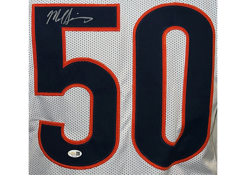 Mike Singletary Signed Chicago White Football Jersey JSA