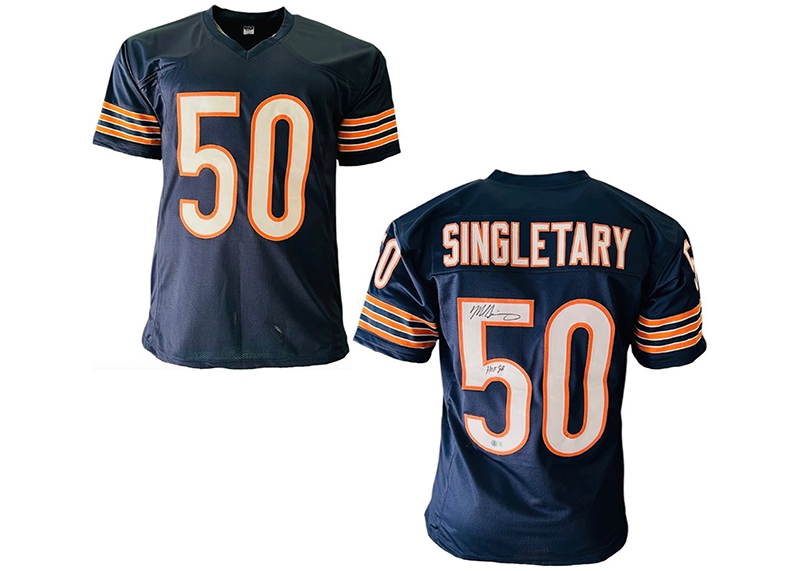 Mike Singletary Signed HOF 98 Insc Custom Blue Football Jersey Beckett