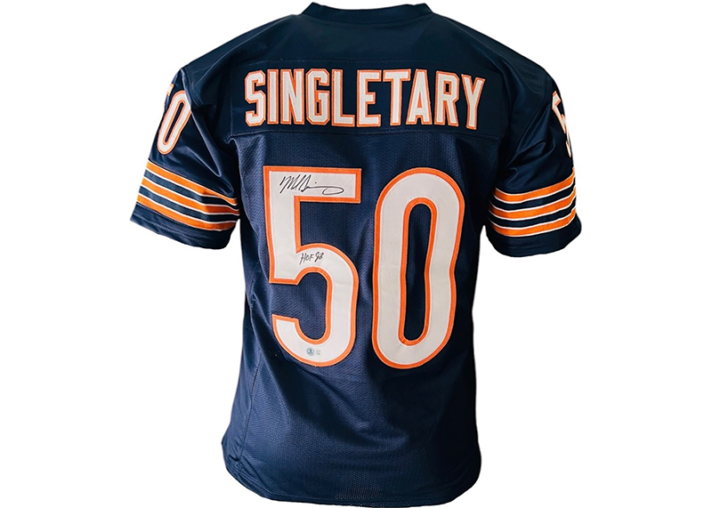 Mike Singletary Signed HOF 98 Insc Custom Blue Football Jersey Beckett