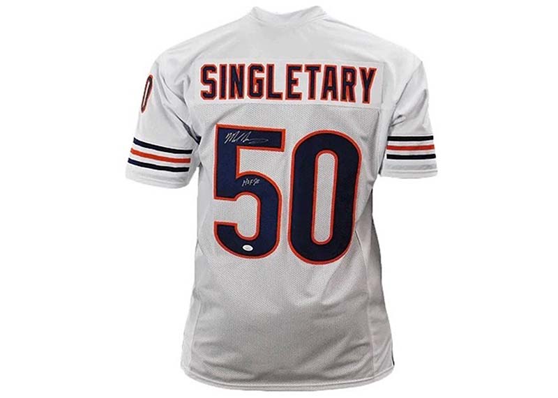 Mike Singletary Signed HOF 98 Inscription White Custom Jersey (Beckett)