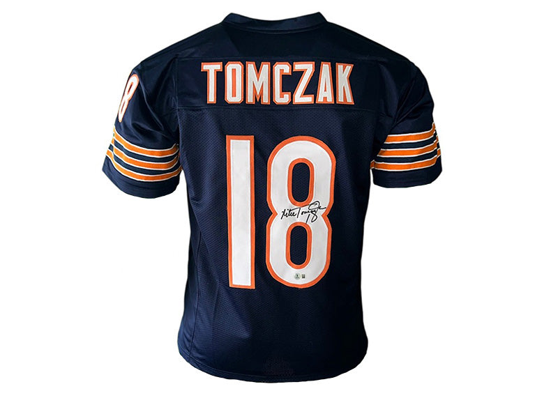 Mike Tomczak Signed Chicago Blue Football Jersey Beckett