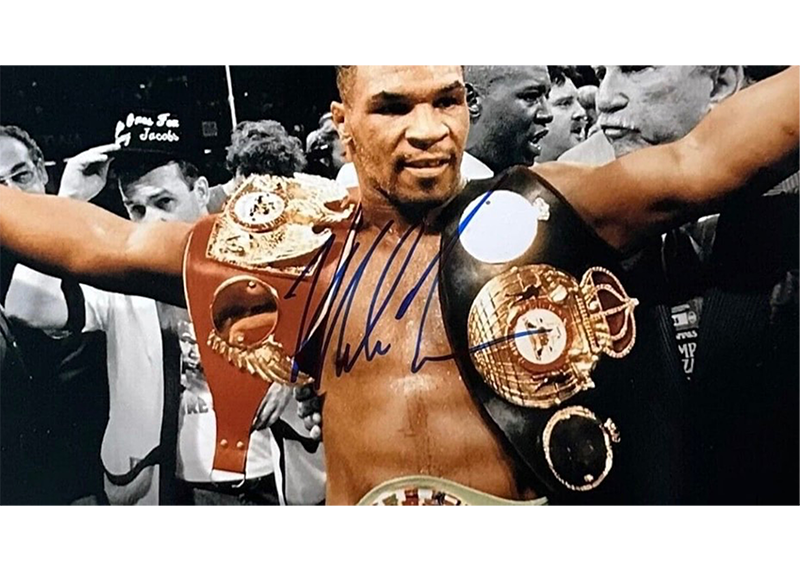 Mike Tyson Signed 16x20 Championship Boxing Photo JSA