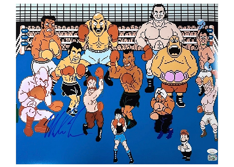 Mike Tyson Signed 16x20 Nintendo "Punch-Out!!" Villains Photo JSA
