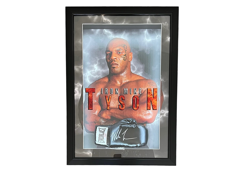 Mike Tyson Signed 3D Framed Red Everlast Boxing Glove 32x6x22 JSA