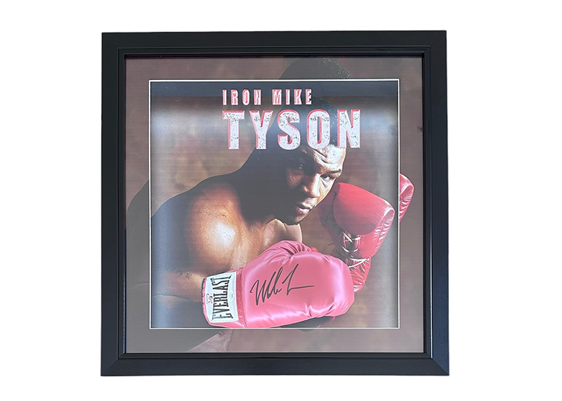 Mike Tyson Signed 3D Framed Red Everlast Boxing Glove With LED Lights JSA 26x26