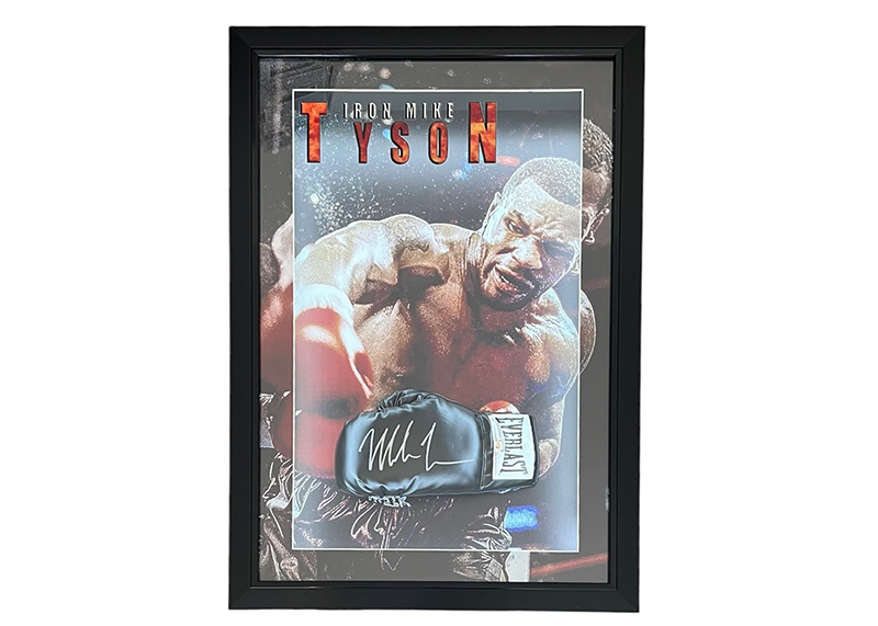 Mike Tyson Signed 3D Framed Red Everlast Boxing Glove With LED Lights JSA 33x23