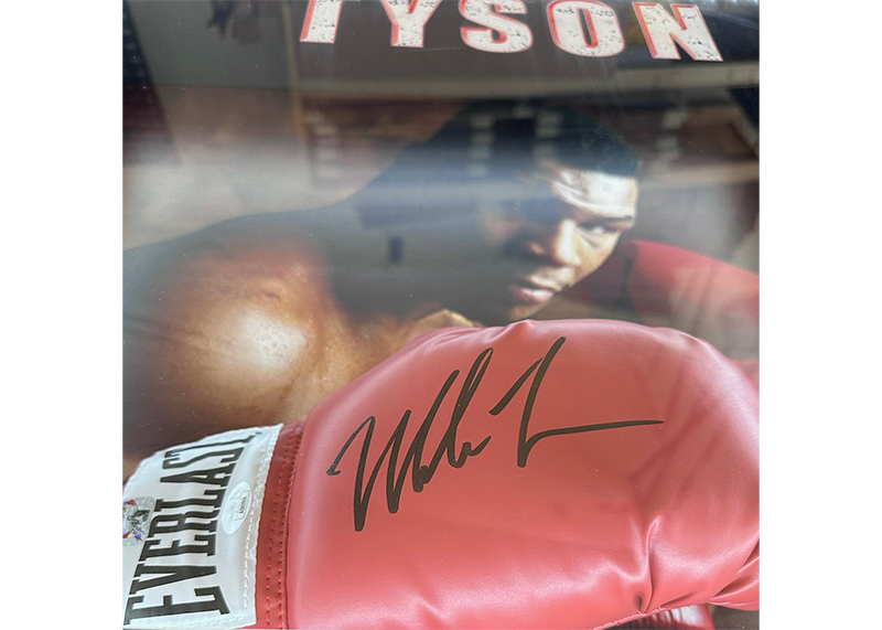 Mike Tyson Signed 3D Framed Red Everlast Boxing Glove With LED Lights JSA 26x26