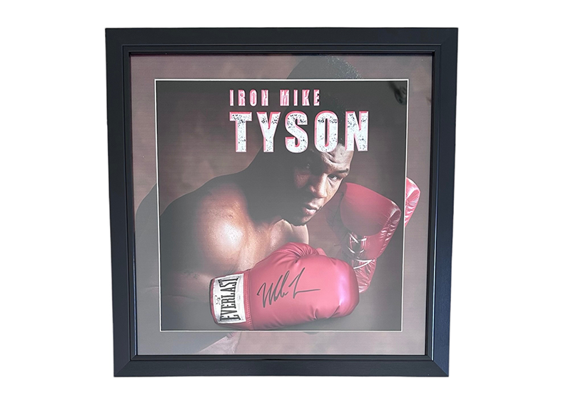 Mike Tyson Signed 3D Framed Red Everlast Boxing Glove With LED Lights JSA 26x26