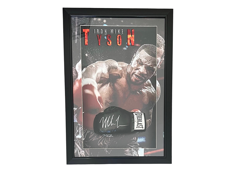 Mike Tyson Signed 3D Framed Red Everlast Boxing Glove With LED Lights JSA 33x23