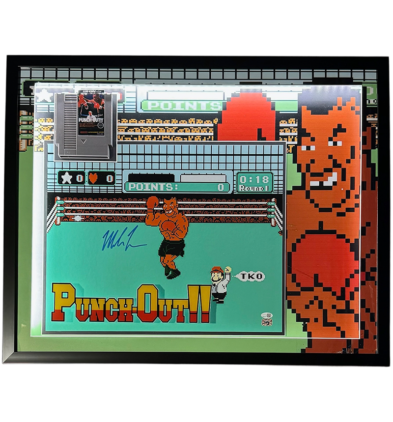 Mike Tyson Signed Punch-Out Nintendo Photo 3D LED Light Up Frame JSA 32x26