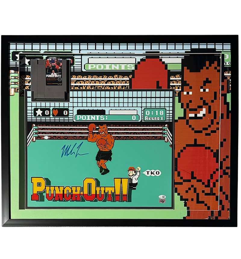 Mike Tyson Signed Punch-Out Nintendo Photo 3D LED Light Up Frame JSA 32x26