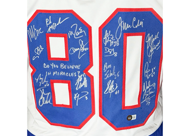 Miracle On Ice 18-Autograph 1980's Gold Medalists Team USA Jersey White (JSA)
