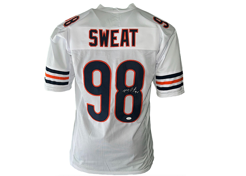 Montez Sweat Signed Chicago White Football Jersey JSA