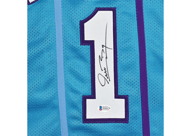 Muggsy Bogues Signed Charlotte Blue Basketball Jersey (JSA)