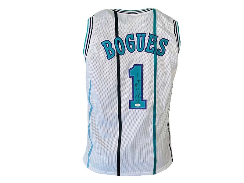 Muggsy Bogues Signed Charlotte Custom White Pinstripe Basketball Jersey JSA