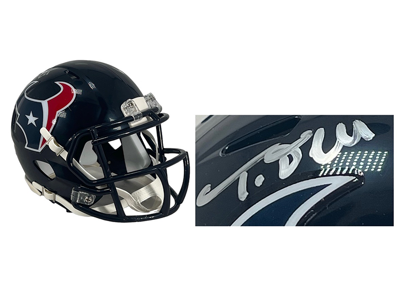 Nathaniel Tank Dell Signed Houston Texans Speed Mini Football Helmet JSA