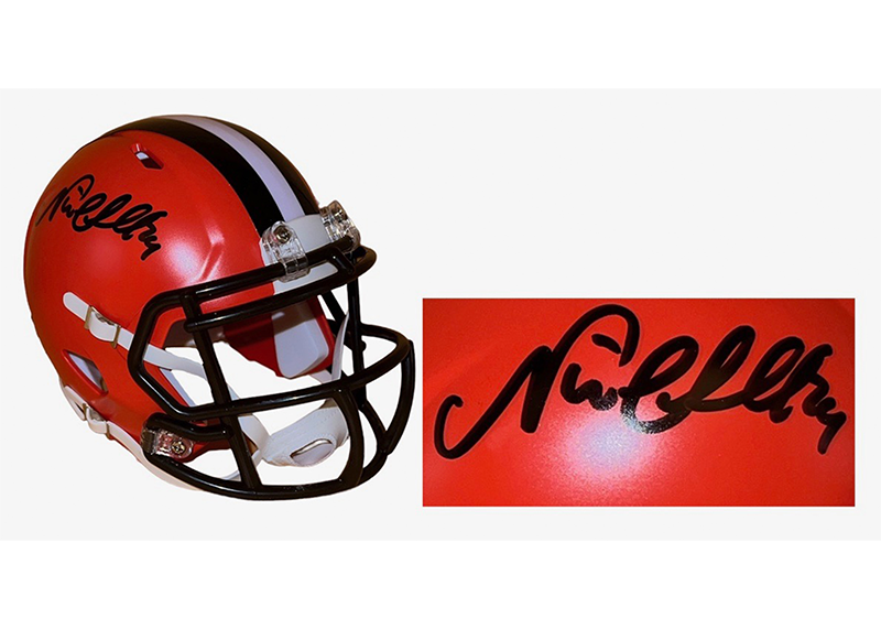 Nick Chubb Signed Cleveland Browns Speed Mini Helmet JSA