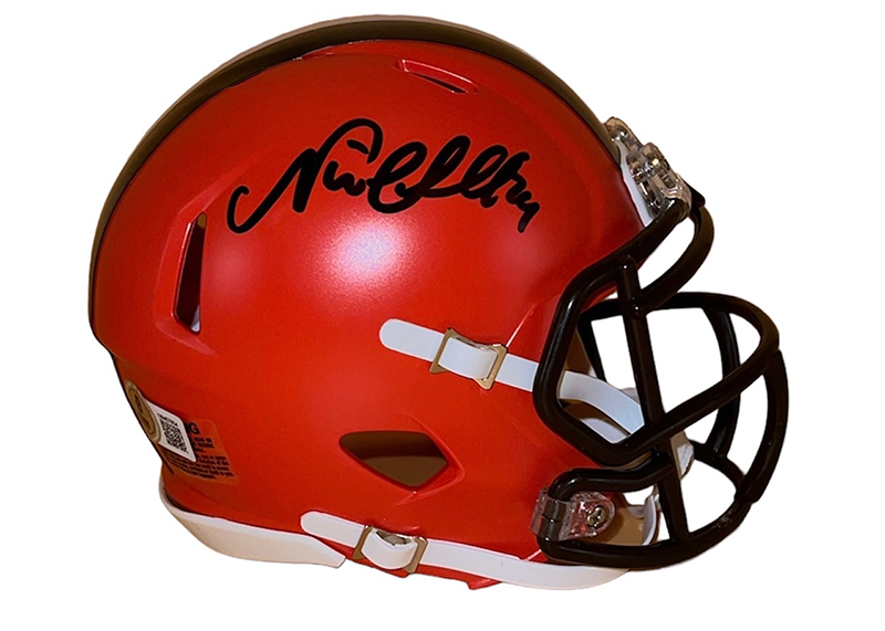 Nick Chubb Signed Cleveland Browns Speed Mini Helmet JSA