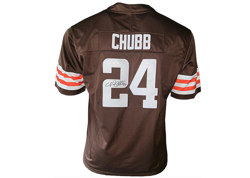 Nick Chubb Signed Custom Brown Football Jersey JSA