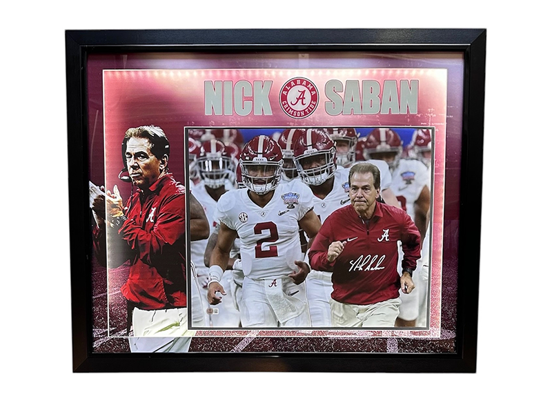 Nick Saban Signed 33x27 Alabama Crimson Tide Framed Photo Beckett