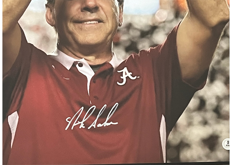 Nick Saban Signed 31x25 Alabama Crimson Tide Framed Photo Beckett