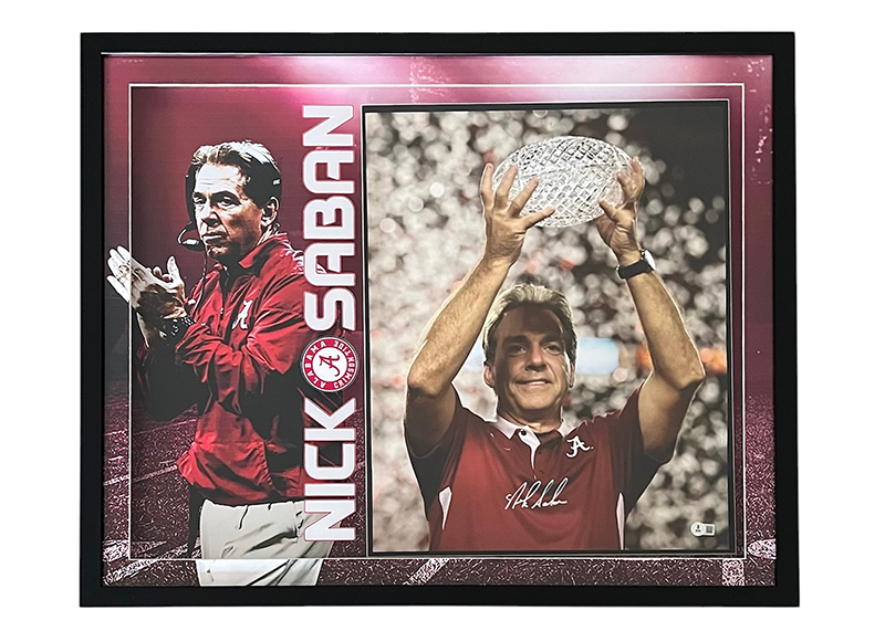 Nick Saban Signed 31x25 Alabama Crimson Tide Framed Photo Beckett