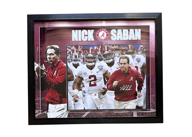 Nick Saban Signed 33x27 Alabama Crimson Tide Framed Photo Beckett