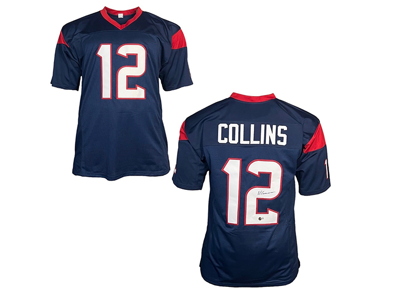 Nico Collins Signed Custom Blue Football Jersey JSA