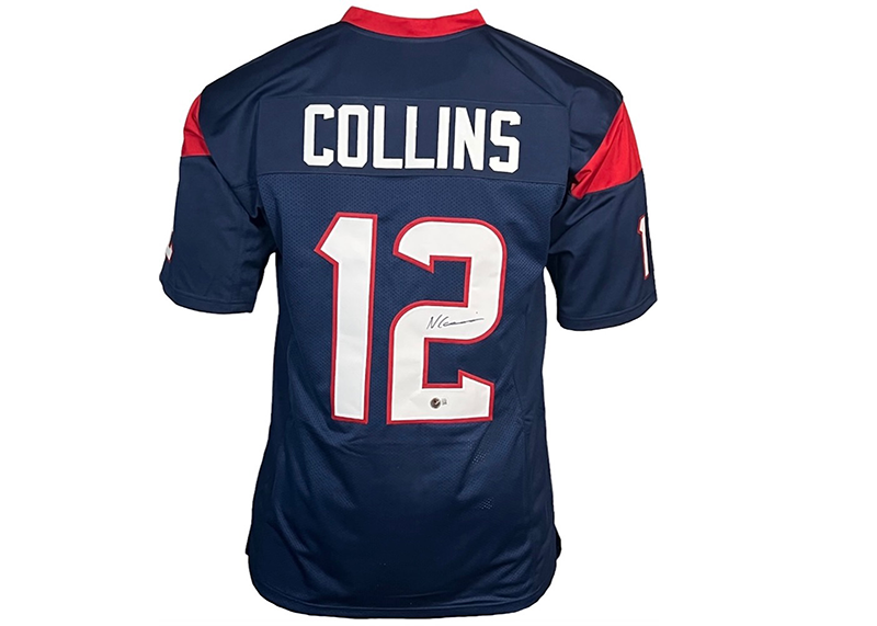 Nico Collins Signed Custom Blue Football Jersey JSA