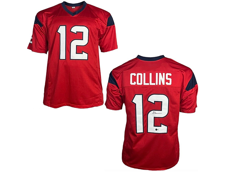 Nico Collins Signed Custom Red Football Jersey JSA