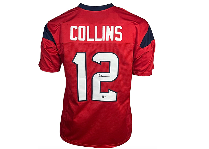 Nico Collins Signed Custom Red Football Jersey JSA