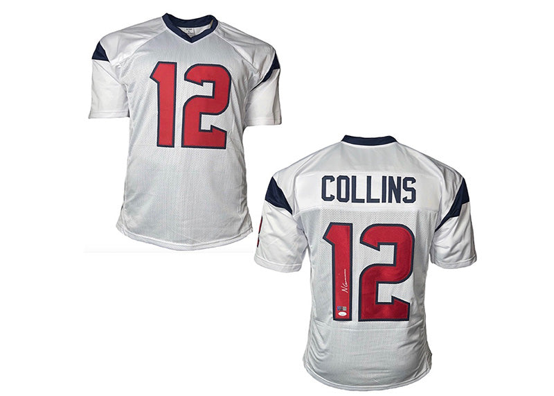 Nico Collins Signed Custom White Football Jersey JSA