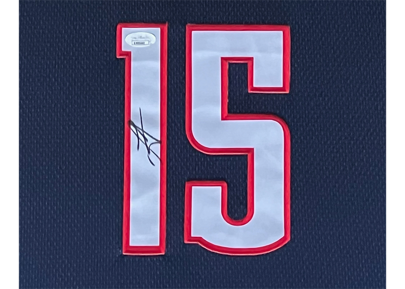 Nikola Jokic Signed 34x42 Framed Blue Denver Basketball Jersey JSA