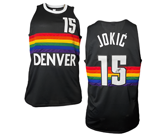 Nikola Jokic Signed Custom Denver Black Throwback Basketball Jersey JSA