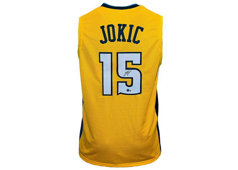 Nikola Jokic Signed Denver Yellow Basketball Jersey Beckett