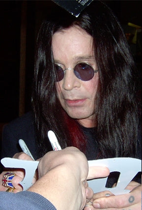 Black Sabbath Ozzy Osbourne Signed Graphics Photo Guitar BAS Witness