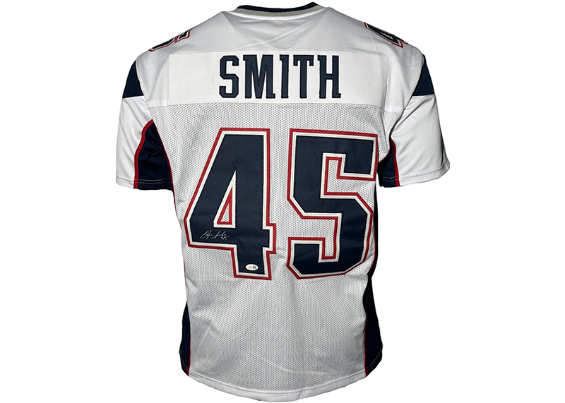 Otis Smith Signed New England White Football Jersey JSA