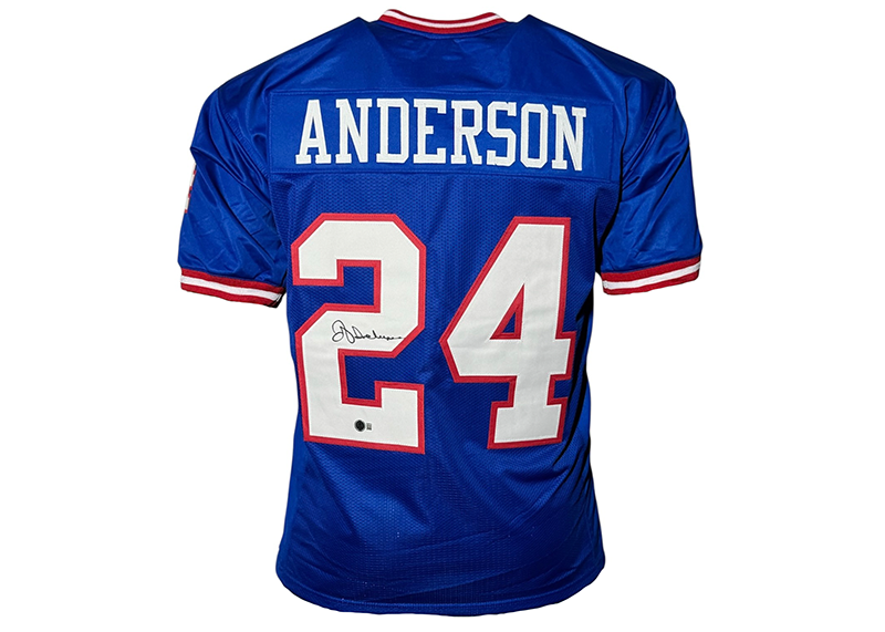 Ottis Anderson Signed New England Blue Football Jersey Beckett