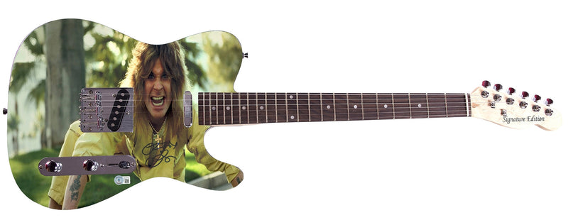 Black Sabbath Ozzy Osbourne Signed Graphics Photo Guitar BAS Witness