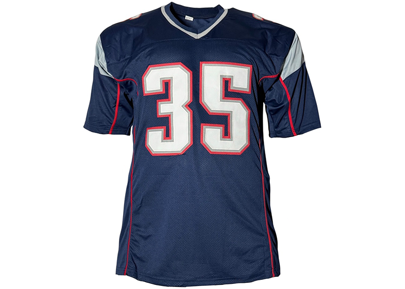 Patrick Pass Signed New England Blue Football jersey Beckett