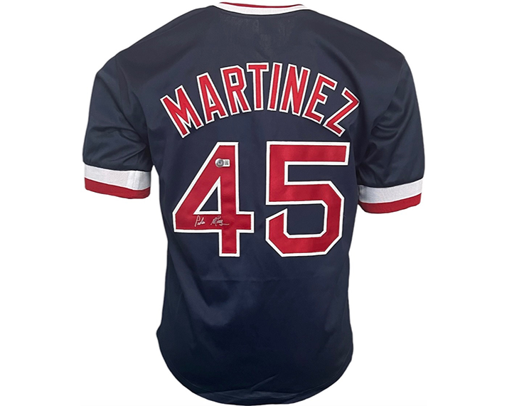 Pedro Martinez Signed Boston Blue Baseball Jersey Beckett