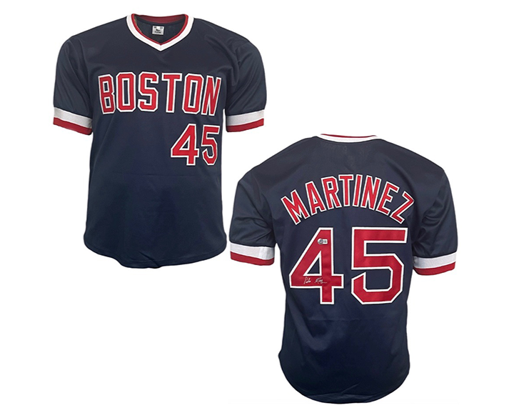 Pedro Martinez Signed Boston Blue Baseball Jersey Beckett