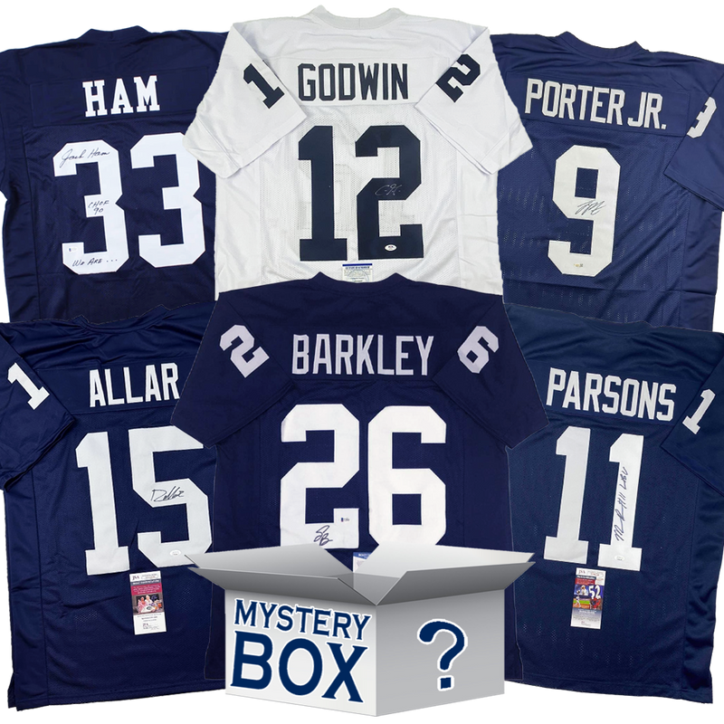 Autographed/Signed Penn State University College Football Jersey Mystery Box with PSA JSA or Beckett COA