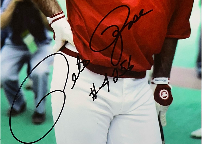 Pete Rose Autographed 16x20 Cincinnati Reds Photo JSA 4256 Inscription